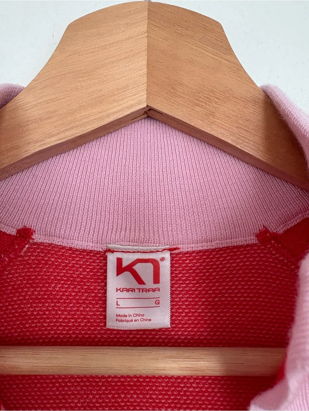 Kari Traa || Saga Half Zip Base Layer Wool Top in Heat Red Pink Large